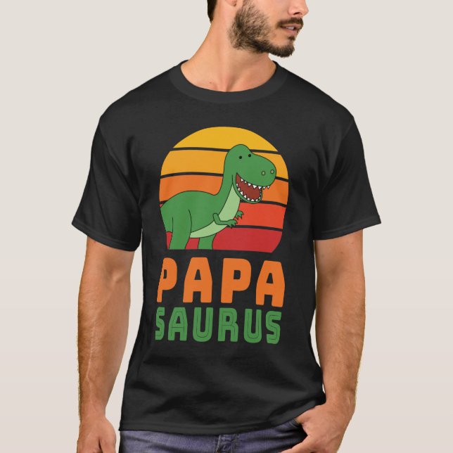 Camiseta Tirannosaurus Rex Papasaurus Dinosaurio Día del Pa (Anverso)