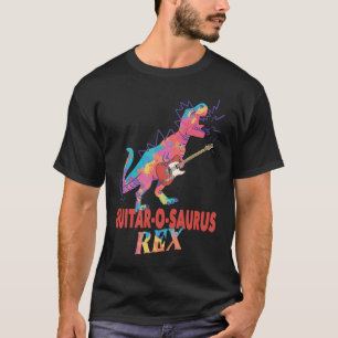 Camiseta Tirano Saurus Rex Tocando Rock Guitar O Saurus Rex
