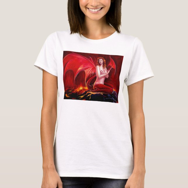 Camiseta Tirante de espagueti rojo del dragón (Anverso)