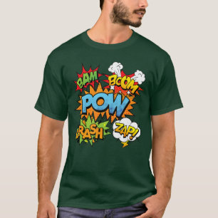 Camiseta Tiras cómicas Bam Pow Crash Boom Zap Burbujas en B