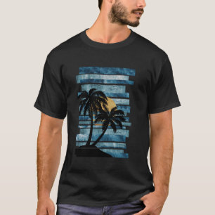 Camiseta Tiras de puesta de sol oceánica tropical