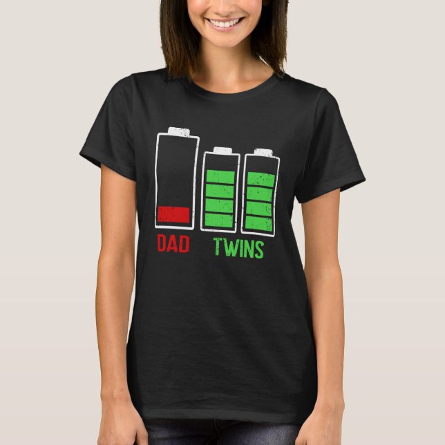 Camiseta Tired Dad Low Battery Twins Full Charge Father's D (Anverso)