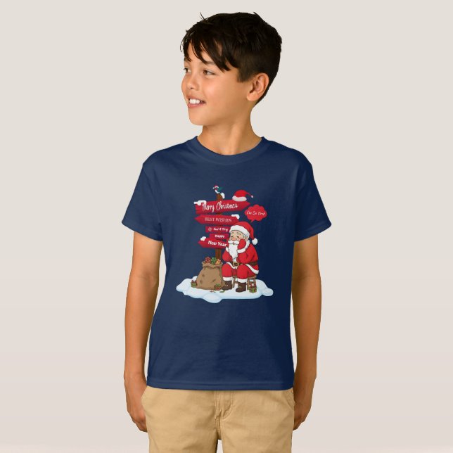 Camiseta Tired Santa Kids Christmas Funny Holiday Gift T-Sh (Anverso completo)