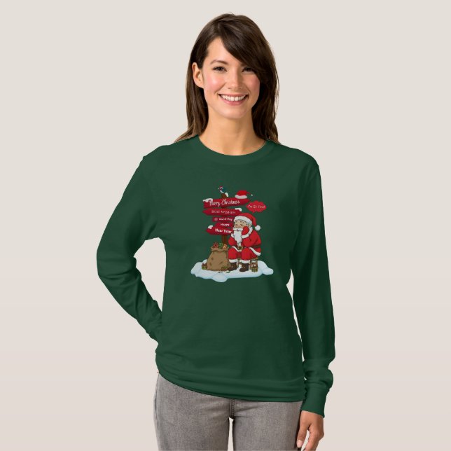 Camiseta Tired Santa Women's Long Sleeve Cozy Christmas Gif (Anverso completo)