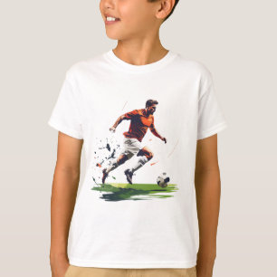 Camiseta Tiro de acción del momento del gol de fútbol