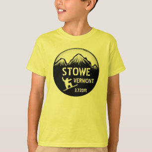 Camiseta Tiro de arte amarillo para snowboard Stowe Vermont