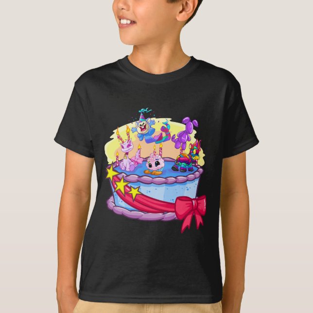 Camiseta Tiro del grupo de la torta de cumpleaños (Anverso)