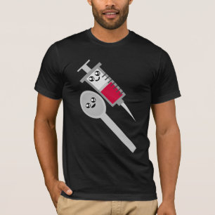 Camiseta Tiro y cuchara de la aguja de la jeringuilla del