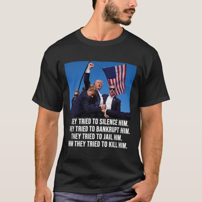 Camiseta Tiroteo en la taza de Donald Trump - Nunca rendirs (Anverso)