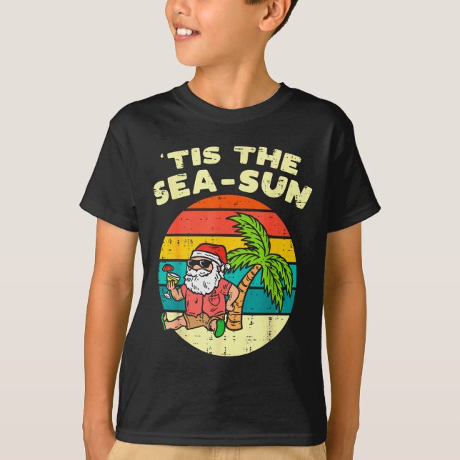 Camiseta Tis The Sea Sun Santa Beach Summer Christmas In Ju (Anverso)