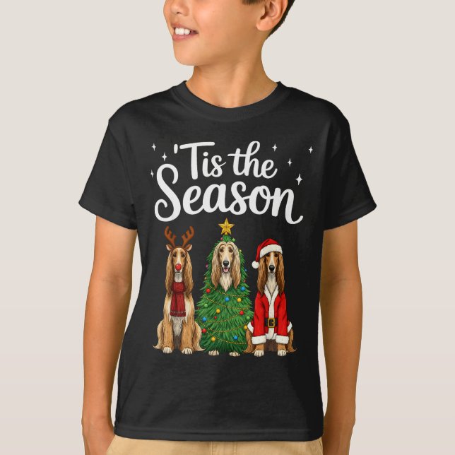 Camiseta Tis The Season Afghan Hound Christmas Santa Dog Lo (Anverso)