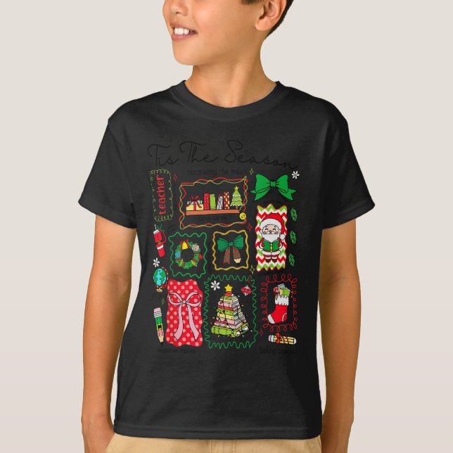 Camiseta Tis The Season Christmas Santa Snowman Xmastree Co (Anverso)