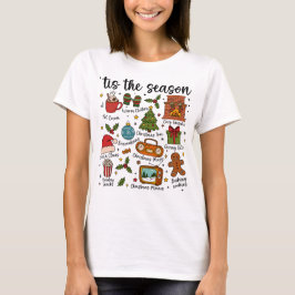 Camiseta Tis the Season Cozy Christmas Icons Holiday Shirt