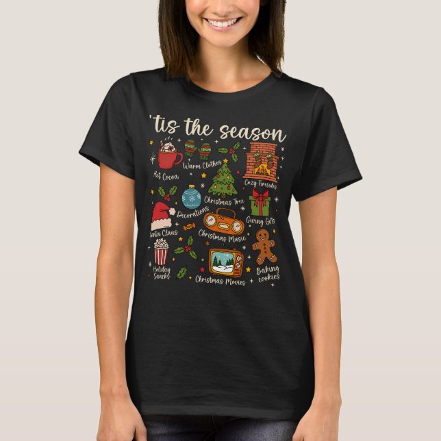 Camiseta Tis the Season Cozy Christmas Icons Holiday Shirt (Anverso)