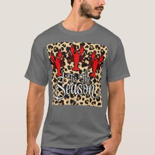Camiseta Tis The Season Crawfish Leopard Mardi Gras Carniva
