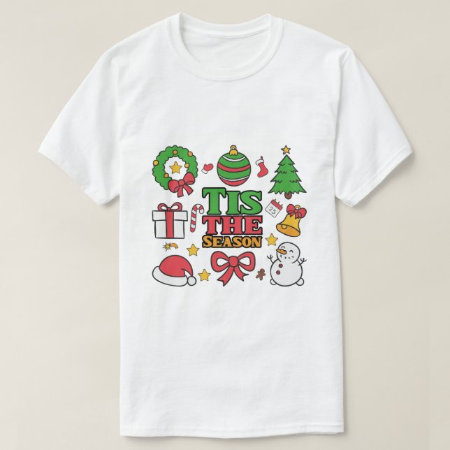 Camiseta "Tis The Season" Cute Christmas Icons Collage (Diseño del anverso)
