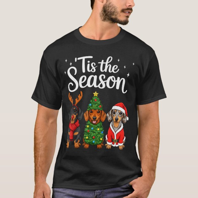 Camiseta Tis The Season Dachshund Christmas Santa Weiner Do (Anverso)