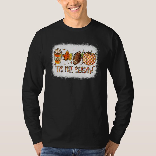 Camiseta Tis the Season Football Halloween Pumpkin Coffee R (Anverso)