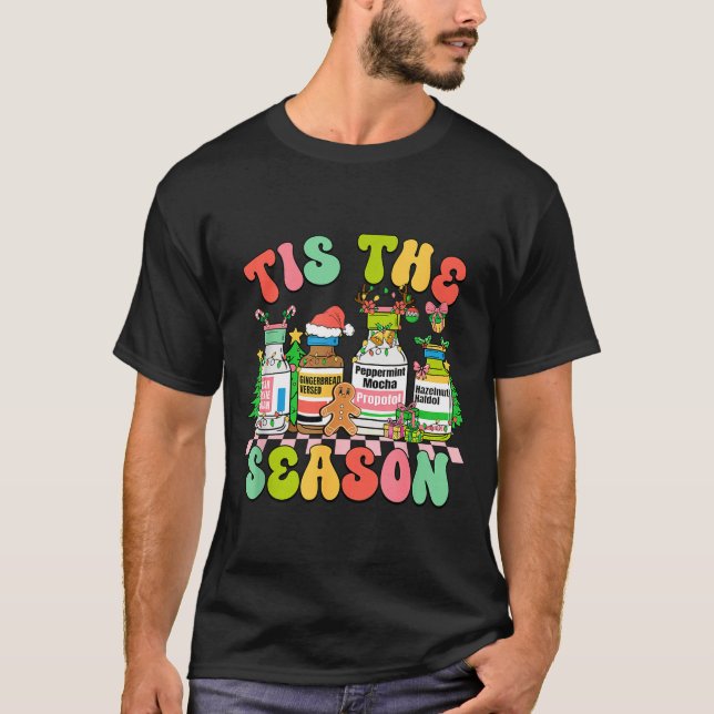 Camiseta Tis The Season Funny Nurse Christmas Bottles  (Anverso)