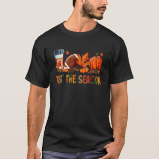 Camiseta Tis' The Season Leopard Pumpkin Football Halloween