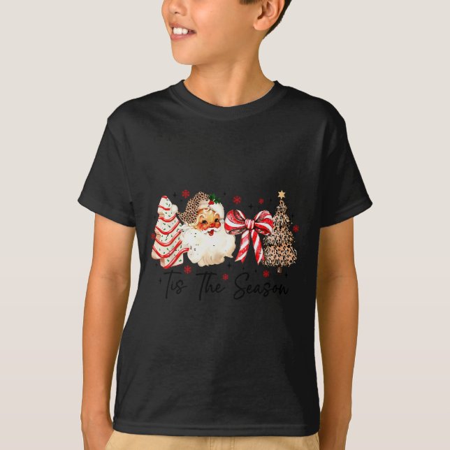 Camiseta Tis The Season Leopard Tree Santa Christmas Coquet (Anverso)