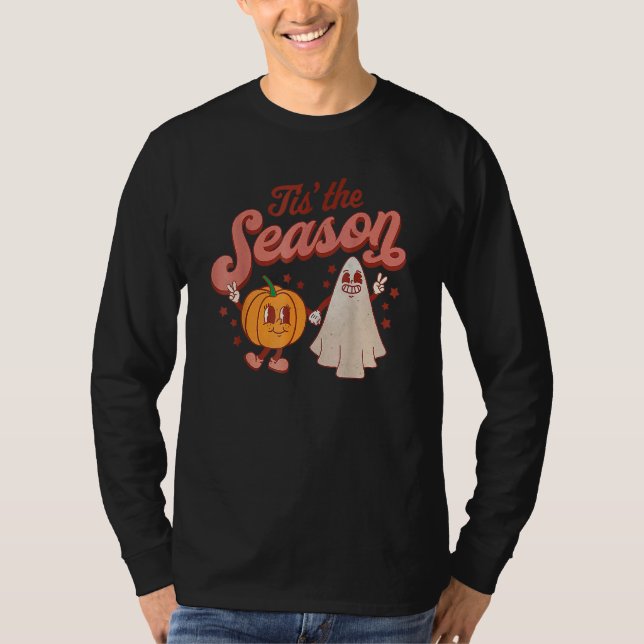 Camiseta Tis The Season Pumpkin Boo 60s 70s Hippie Hallowee (Anverso)