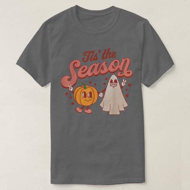 Camiseta Tis the Season Pumpkin Boo 60s 70s Hippie Hallowee (Diseño del anverso)