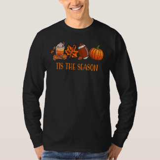 Camiseta Tis The Season Pumpkin Leaf Latte Fall Thanksgivin
