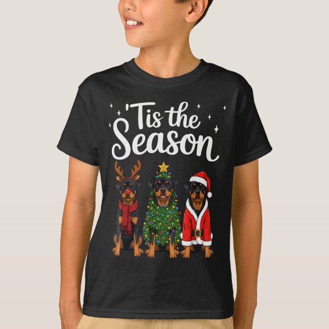 Camiseta Tis The Season Rottweiler Christmas Santa Rottie D (Anverso)
