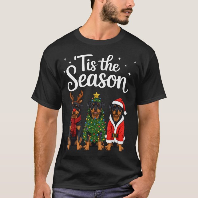 Camiseta Tis The Season Rottweiler Christmas Santa Rottie D (Anverso)