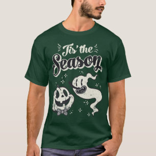 Camiseta Tis' the Season Skeleton Ghost Retro Halloween Cos