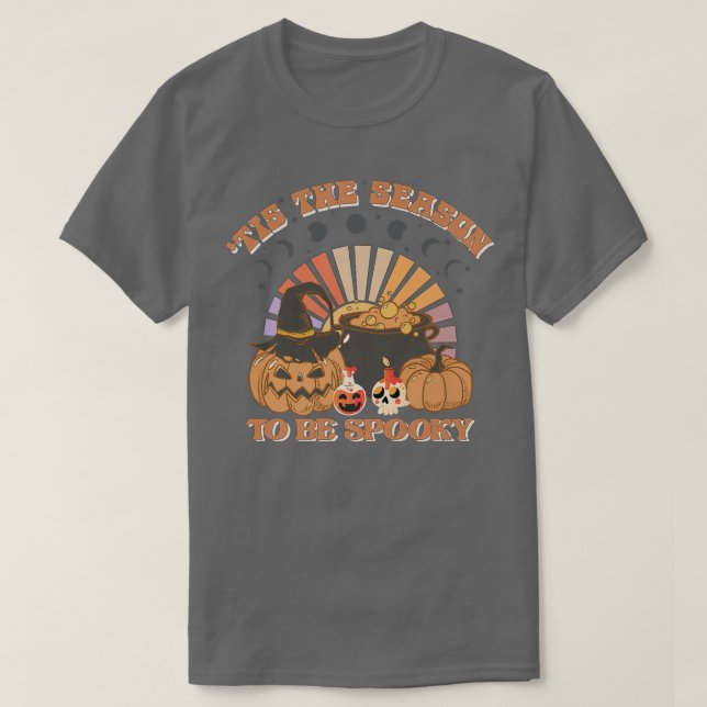 Camiseta Tis The Season To Be Spooky Moonphase Pumpkin Hall (Diseño del anverso)