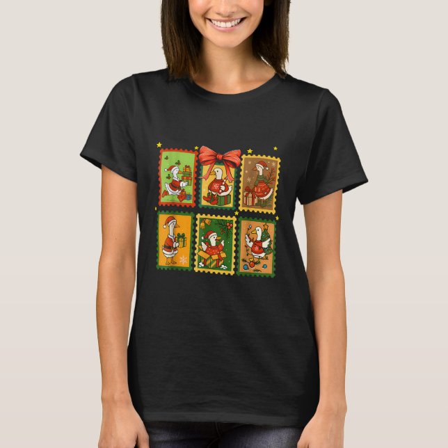 Camiseta Tis The Silly Goose Season Christmas Stamps Cute G (Anverso)