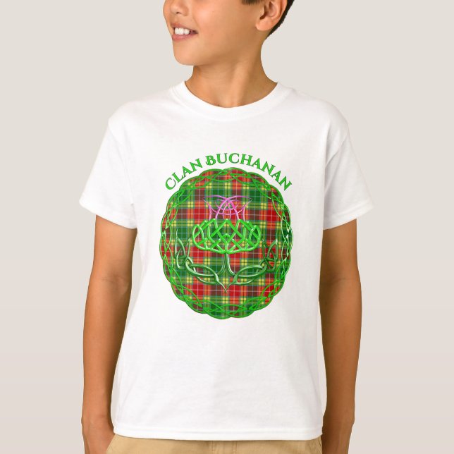 Camiseta Tistle Celta de Buchanan Scottish Tartán (Anverso)