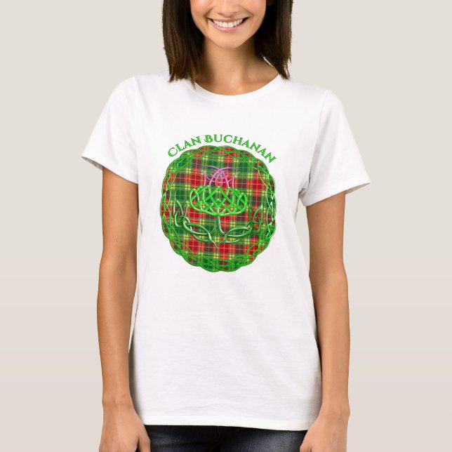 Camiseta Tistle Celta de Buchanan Scottish Tartán (Anverso)