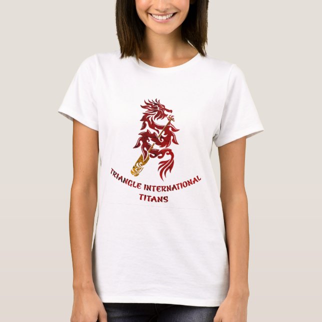 Camiseta Titanes internacionales del triángulo (texto rojo) (Anverso)