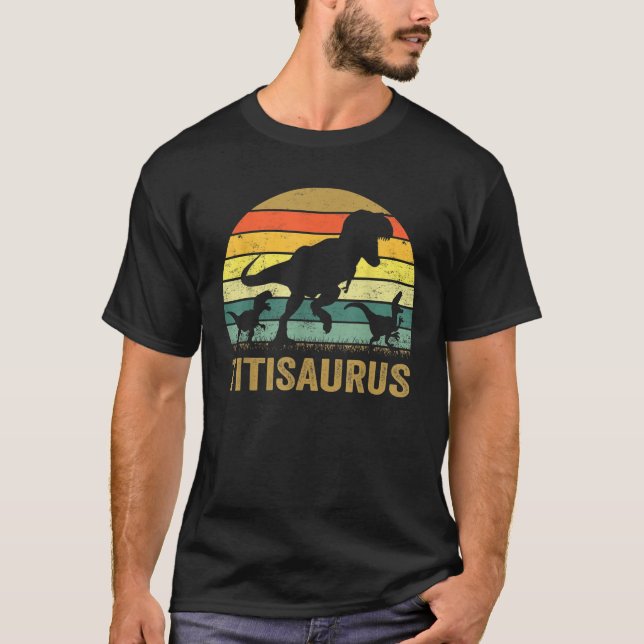 Camiseta Titi Dinosaur T Rex Titisaurus 2 niños Partida fam (Anverso)