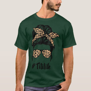 Camiseta Titi Life Messy Bun Hair Bandana Leopard Print Mot