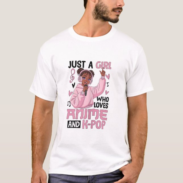 Camiseta Title Just a Girl Who Loves Anime and K‑Pop  (Anverso)