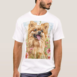 Camiseta Title: Pomeranian Dad Shirt – Watercolor