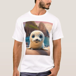 Camiseta **Título:** 3D Baby Seal Character Design **.