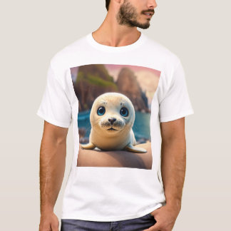 Camiseta **Título:** 3D Baby Seal Character Design **.
