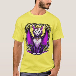 Camiseta Título: Asistente para gato dragón - Negro, Blanco