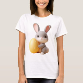 Camiseta Título: Conejo de Pascua 3D con un huevo vibrante
