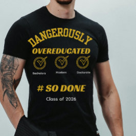 Camiseta Título de graduación divertido dorado y negro