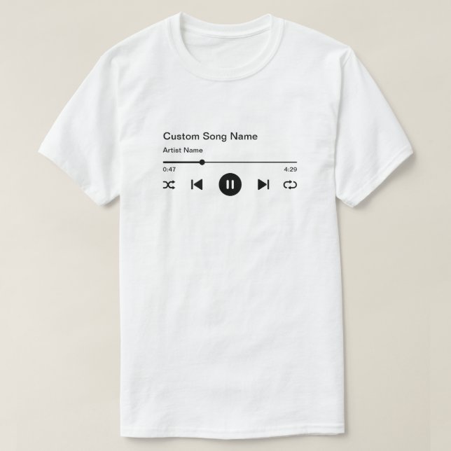 Camiseta Título de nombre de canción personalizado y reprod (Diseño del anverso)