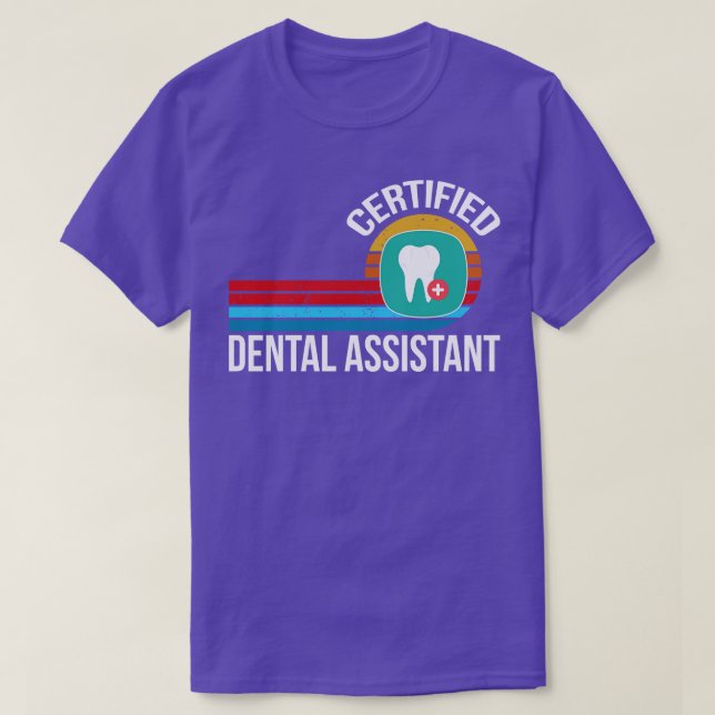 Camiseta título de trabajo retro de asistente dental certif (Diseño del anverso)