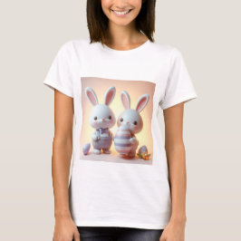 Camiseta Título: Encantador conejo de Pascua 3D con huevo f
