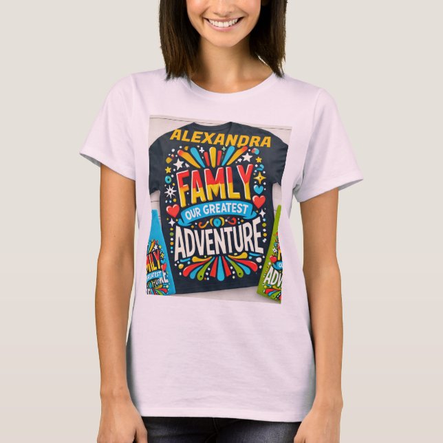 Camiseta Título: "Equipo de aventura familiar - Viaje en pa (Anverso)