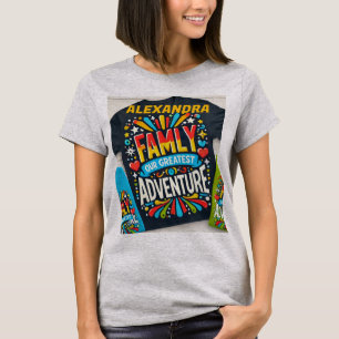 Camiseta Título: "Equipo de aventura familiar - Viaje en pa